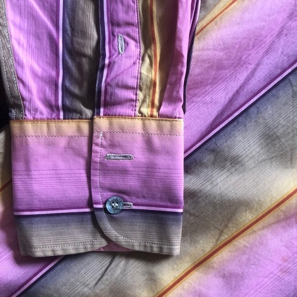 Ted Baker London Multicolored Striped Button Down Mens Long Sleeve Shirt Size M - Picture 14 of 16